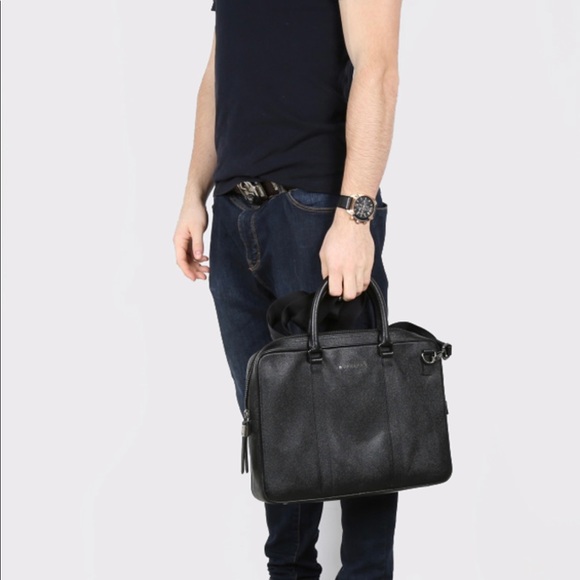 Burberry Calf Grain Leather Newburg Unisex Briefcase Messenger Bag - Picture 10 of 12